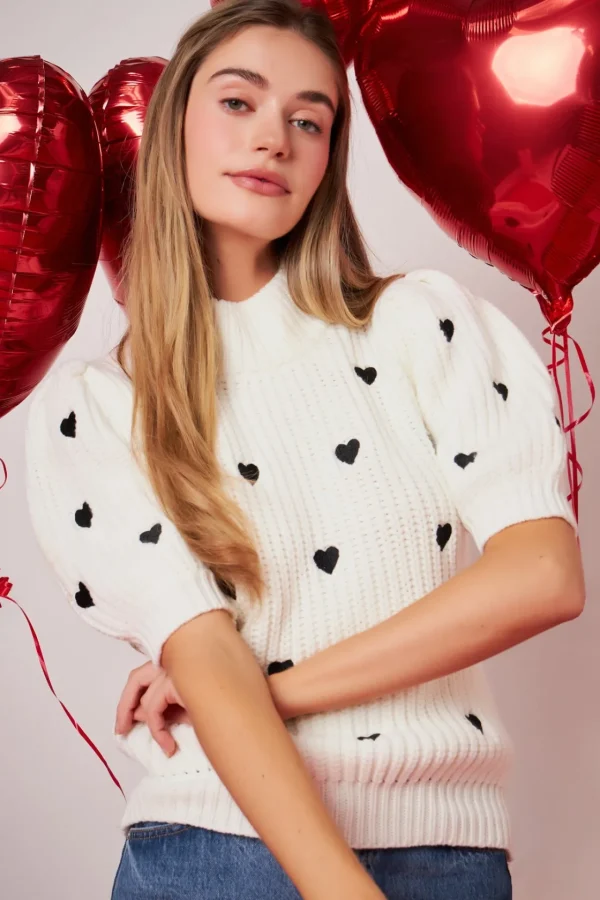 ENGLISH FACTORY Sweaters & Knits | Tops*- Embroidered Heart Sweater
