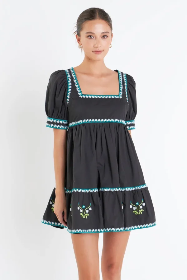 ENGLISH FACTORY Floral Dresses | Tops*- Embroidered Short Sleeve Dress