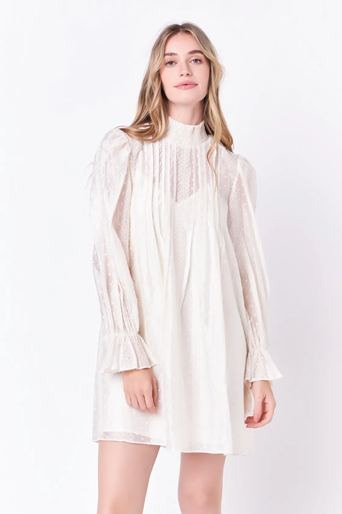 english_factory__embroide_3-25.webp ENGLISH FACTORY Boho Dresses | White Dresses*- Embroidered Organza Smock Neck Dress IVORY