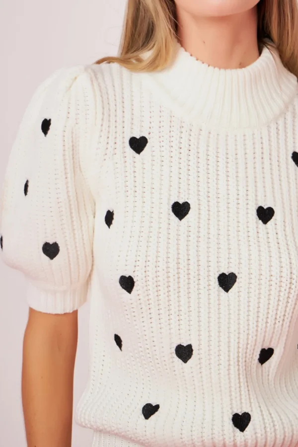 ENGLISH FACTORY Sweaters & Knits | Tops*- Embroidered Heart Sweater