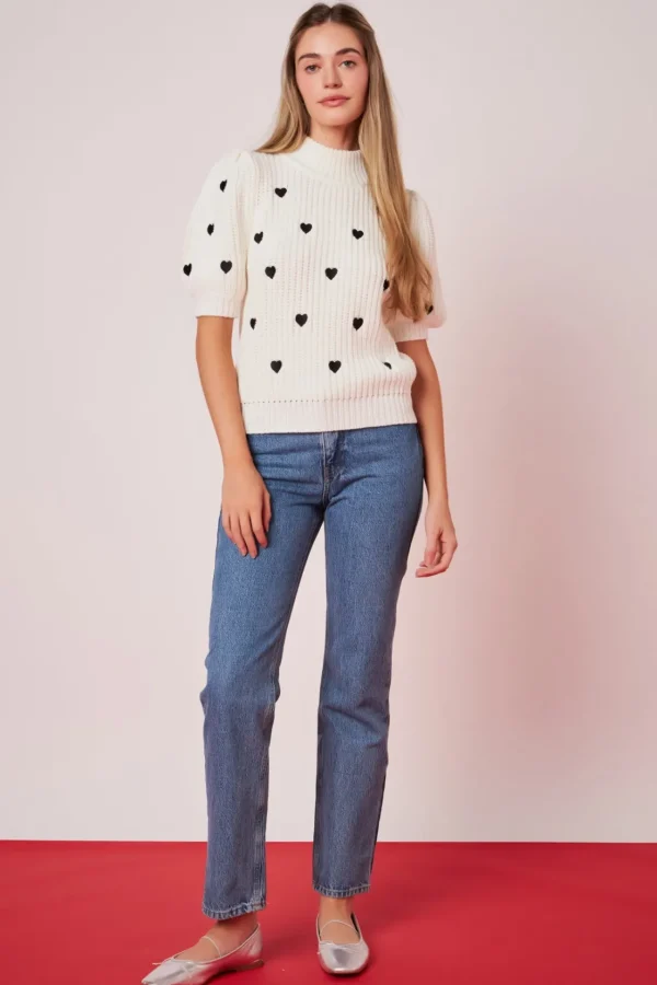 ENGLISH FACTORY Sweaters & Knits | Tops*- Embroidered Heart Sweater