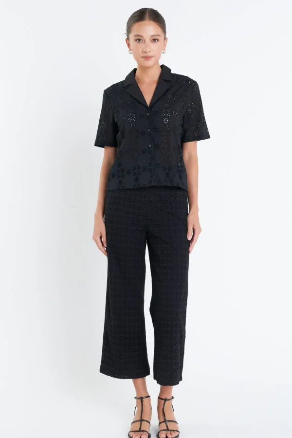 ENGLISH FACTORY Matching Sets | Tops*- Embroidered Cotton Camp Shirt
