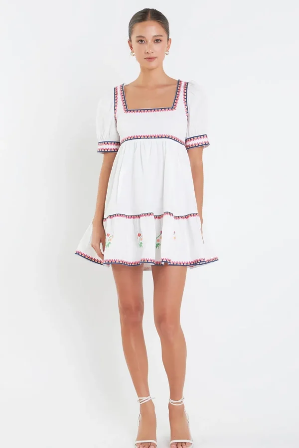 ENGLISH FACTORY Floral Dresses | Tops*- Embroidered Short Sleeve Dress