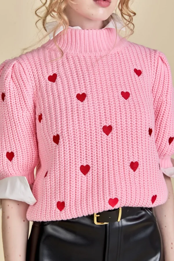 ENGLISH FACTORY Sweaters & Knits | Tops*- Embroidered Heart Sweater