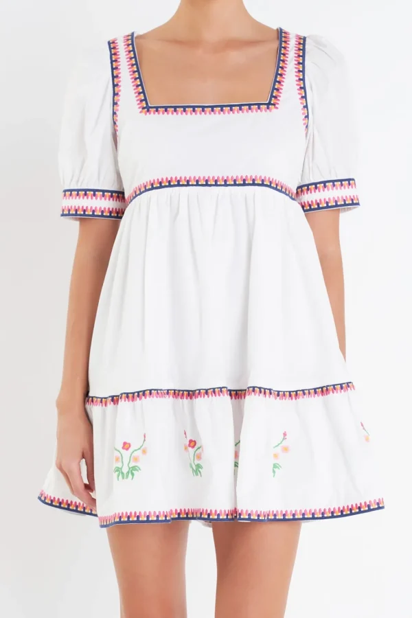 ENGLISH FACTORY Floral Dresses | Tops*- Embroidered Short Sleeve Dress