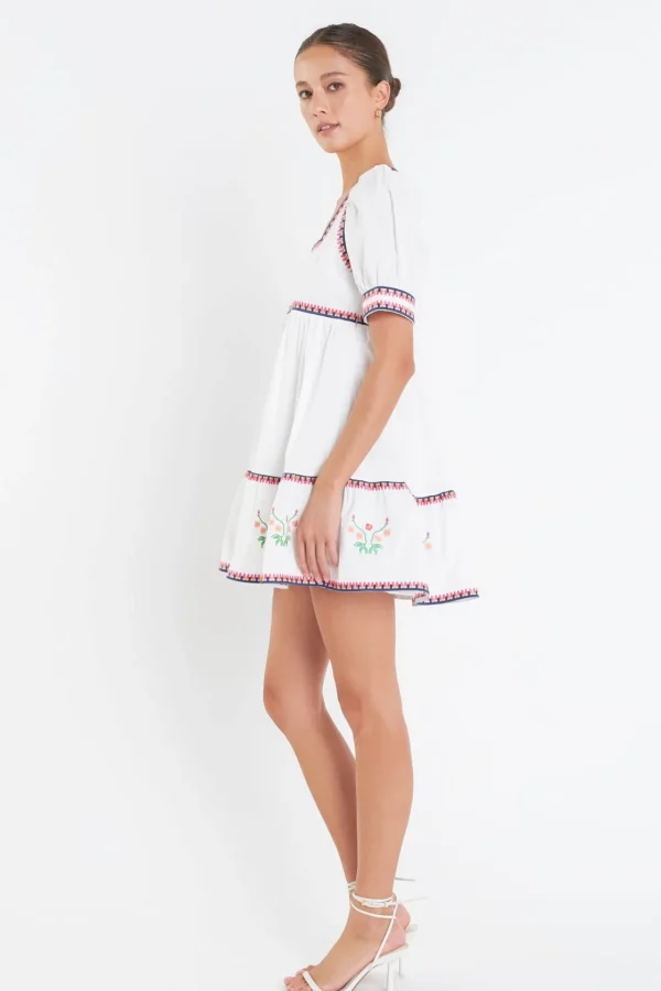 ENGLISH FACTORY Floral Dresses | Tops*- Embroidered Short Sleeve Dress
