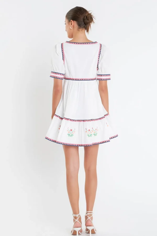 ENGLISH FACTORY Floral Dresses | Tops*- Embroidered Short Sleeve Dress