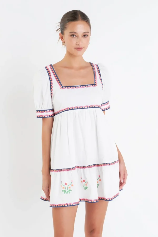 ENGLISH FACTORY Floral Dresses | Tops*- Embroidered Short Sleeve Dress