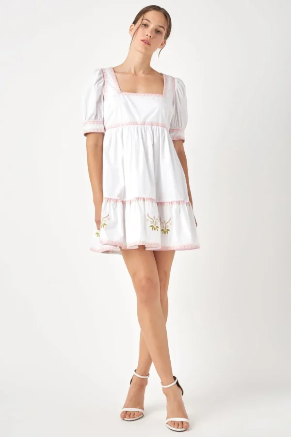 ENGLISH FACTORY Floral Dresses | Tops*- Embroidered Short Sleeve Dress