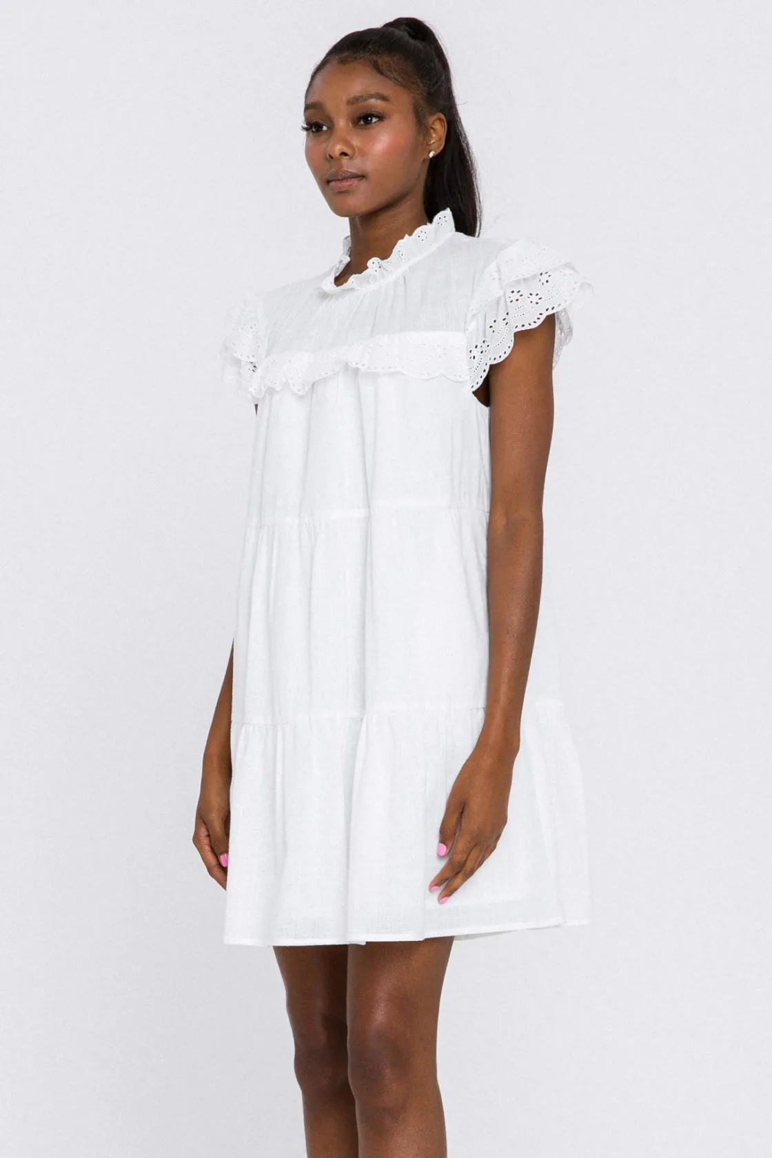 english_factory__eyelet_b_1.webp ENGLISH FACTORY Boho Dresses*- Eyelet Babydoll Dress WHITE