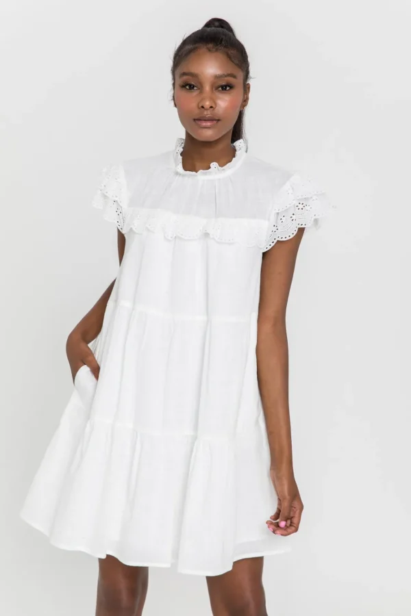 ENGLISH FACTORY Boho Dresses*- Eyelet Babydoll Dress WHITE
