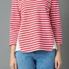 ENGLISH FACTORY Tops*- Eyelet Combo Striped Top RED