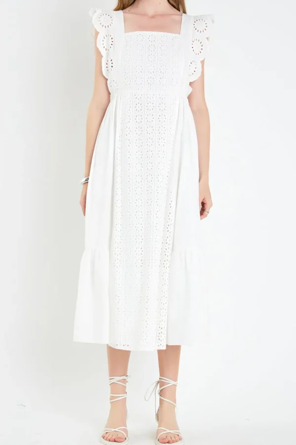 ENGLISH FACTORY White Dresses | Tops*- Eyelet Maxi Dress WHITE