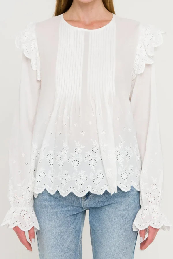 ENGLISH FACTORY Shirts & Blouses*- Eyelet Pintuck Blouse WHITE