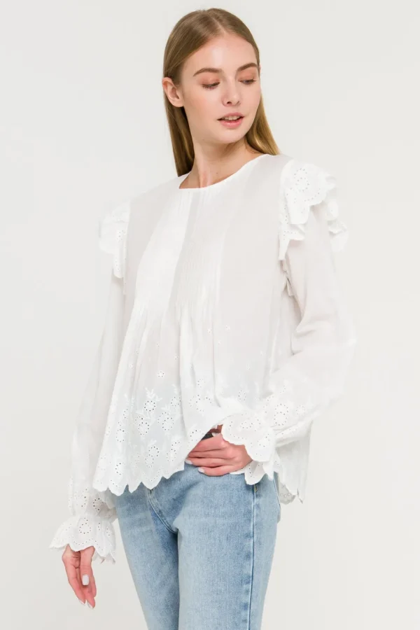 ENGLISH FACTORY Shirts & Blouses*- Eyelet Pintuck Blouse WHITE
