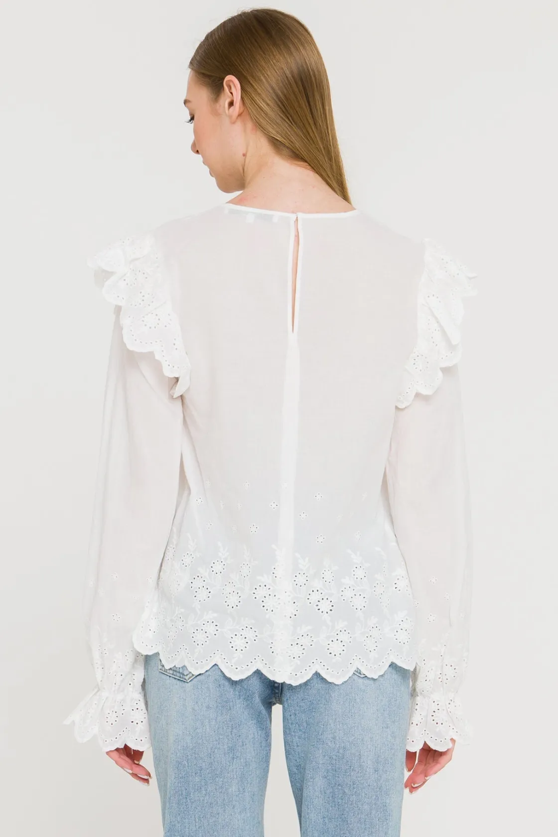 english_factory__eyelet_p_2.webp ENGLISH FACTORY Shirts & Blouses*- Eyelet Pintuck Blouse WHITE