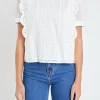 ENGLISH FACTORY Tops*- Eyelet Short Sleeve Top WHITE