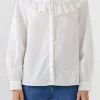 ENGLISH FACTORY Tops*- Eyelet Scallop Detail Shirt WHITE