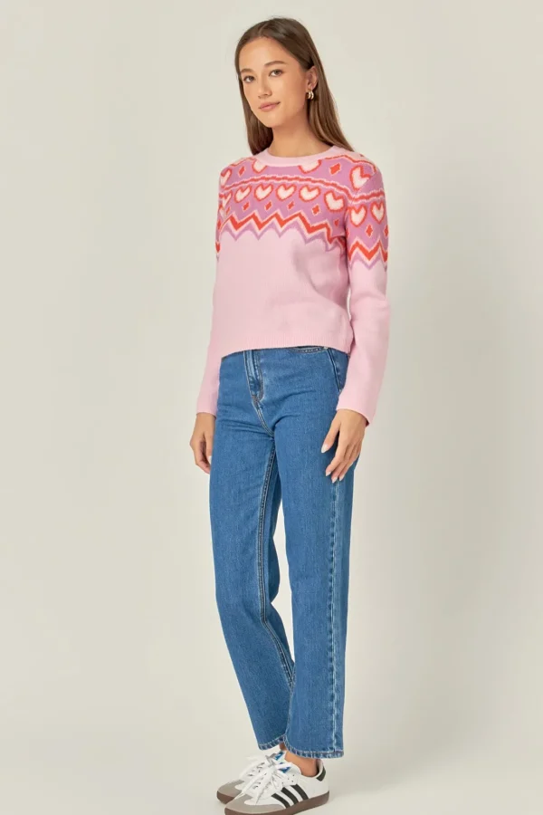ENGLISH FACTORY Sweaters & Knits*- Fairisle Crew Neck Sweater PINK