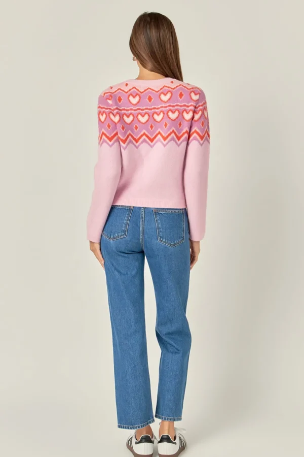 ENGLISH FACTORY Sweaters & Knits*- Fairisle Crew Neck Sweater PINK