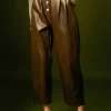 ENGLISH FACTORY Pants | Tops*- Faux Leather Trousers DARKBROWN