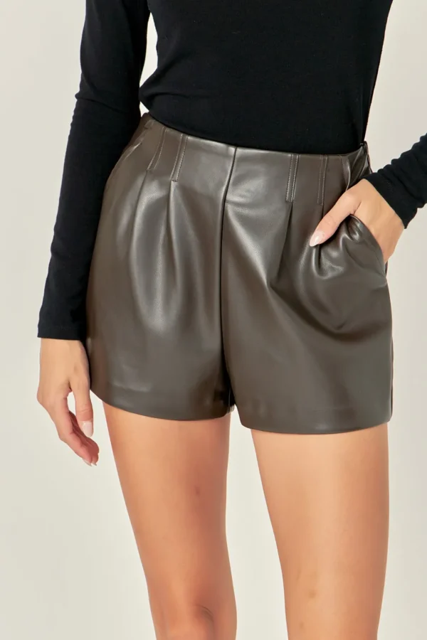 ENGLISH FACTORY Matching Sets | Shorts & Skorts*- Faux Leather Shorts DARKBROWN