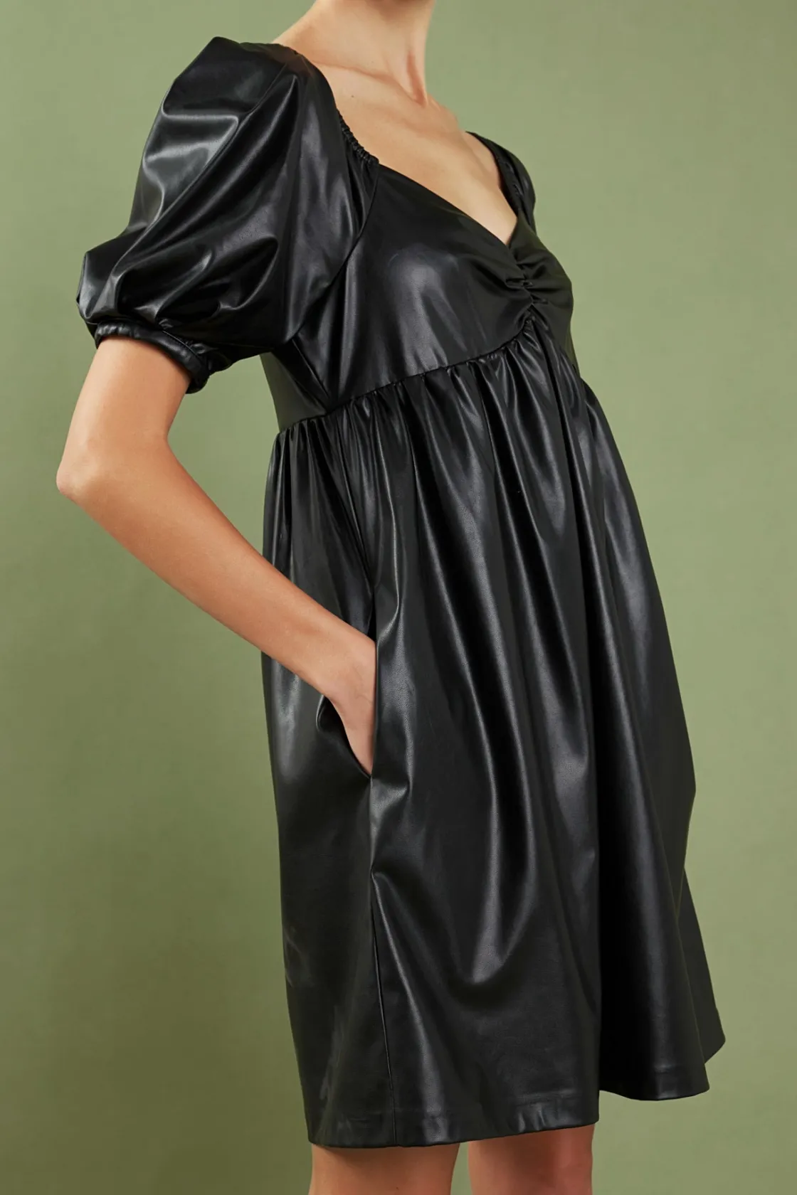 english_factory__faux_lea_0-6.webp ENGLISH FACTORY Leather Dresses | Tops*- Faux Leather Mini Dress BLACK