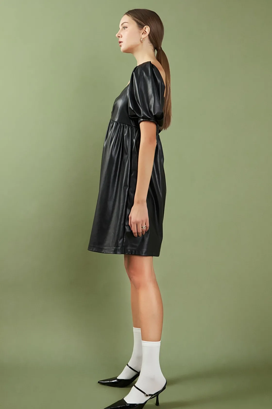 english_factory__faux_lea_1-6.webp ENGLISH FACTORY Leather Dresses | Tops*- Faux Leather Mini Dress BLACK