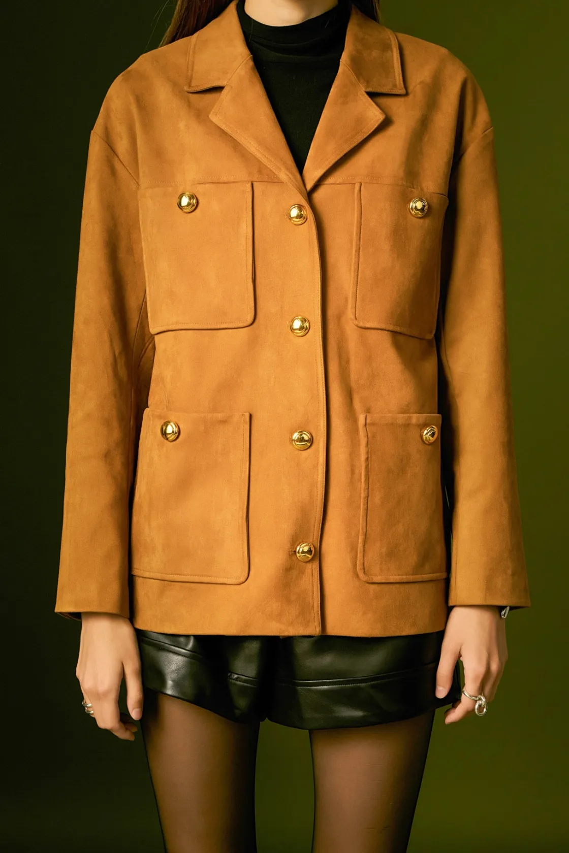 english_factory__faux_sue_0-1.webp ENGLISH FACTORY Matching Sets | Jackets & Coats*- Faux Suede Jacket CAMEL