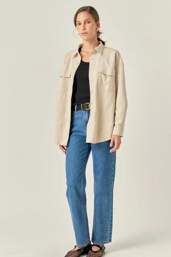 ENGLISH FACTORY Shirts & Blouses | Tops*- Faux Suede Oversized Shirts