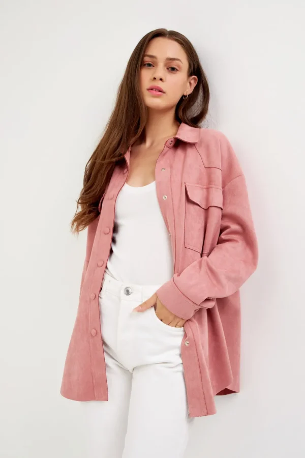 ENGLISH FACTORY Shirts & Blouses | Tops*- Faux Suede Oversized Shirts