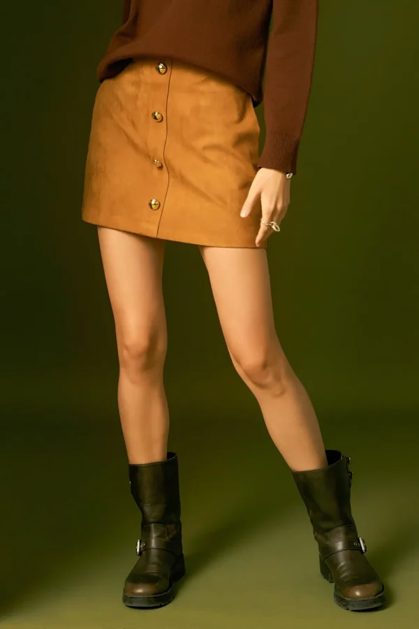 ENGLISH FACTORY Matching Sets*- Faux Suede Skort CAMEL