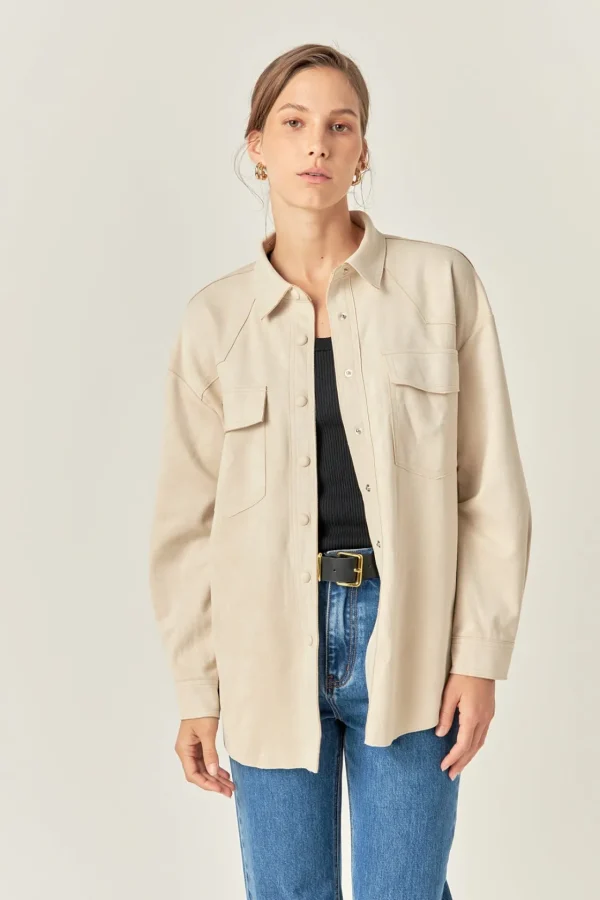 ENGLISH FACTORY Shirts & Blouses | Tops*- Faux Suede Oversized Shirts