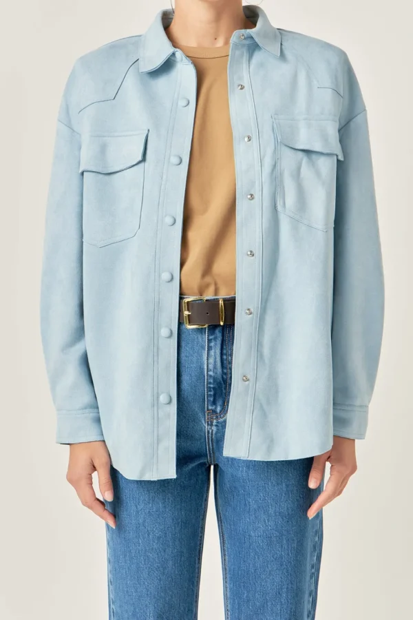 ENGLISH FACTORY Shirts & Blouses | Tops*- Faux Suede Oversized Shirts