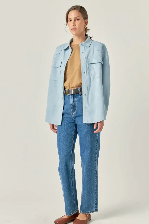 ENGLISH FACTORY Shirts & Blouses | Tops*- Faux Suede Oversized Shirts