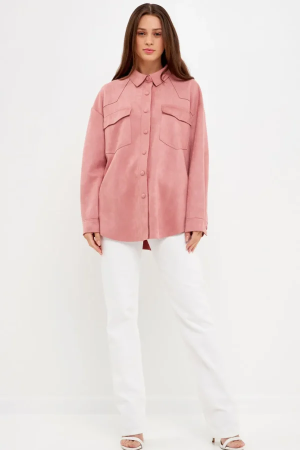ENGLISH FACTORY Shirts & Blouses | Tops*- Faux Suede Oversized Shirts