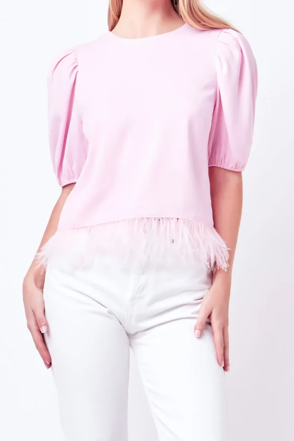 ENGLISH FACTORY Tops*- Feather Edge Top