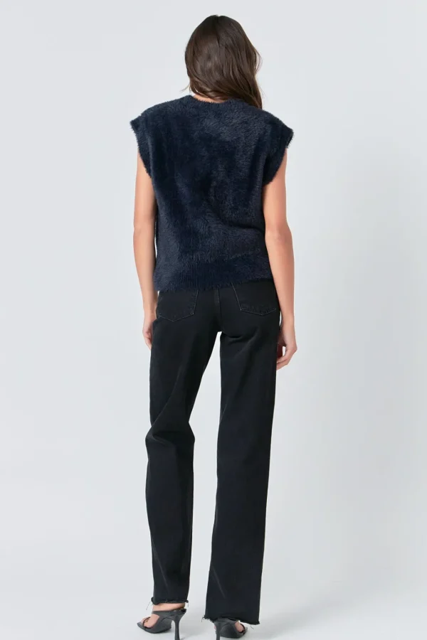 ENGLISH FACTORY Tops*- Feather Plush Knit Vest