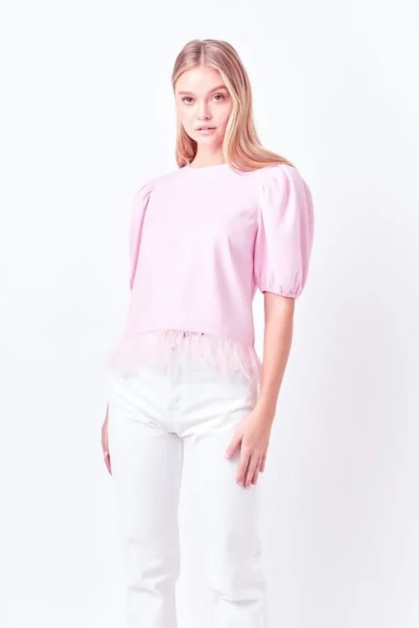 ENGLISH FACTORY Tops*- Feather Edge Top