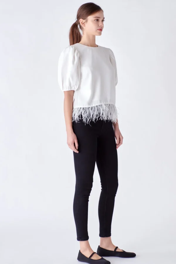 ENGLISH FACTORY Tops*- Feather Edge Top