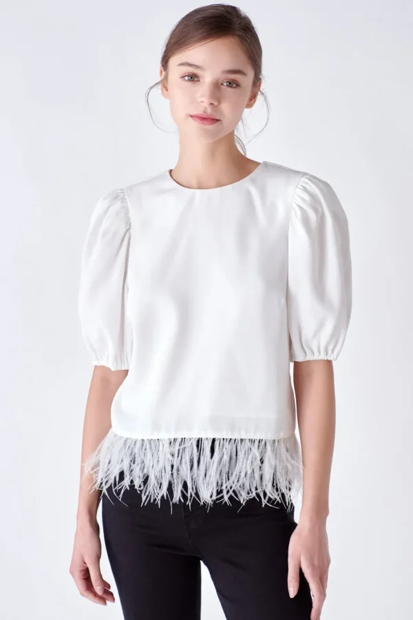 ENGLISH FACTORY Tops*- Feather Edge Top