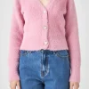 ENGLISH FACTORY Sweaters & Knits | Tops*- Feathered Plush Heart Buttoned Cardigan
