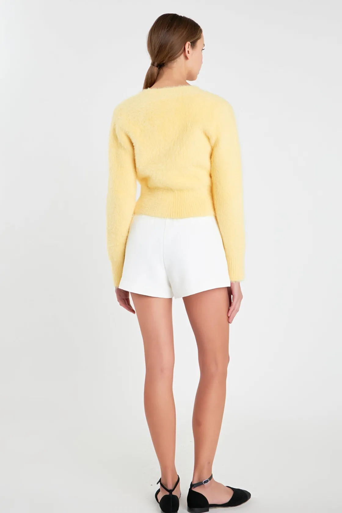 english_factory__feathere_17.webp ENGLISH FACTORY Sweaters & Knits | Tops*- Feathered Plush Heart Buttoned Cardigan
