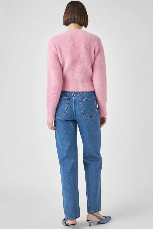 ENGLISH FACTORY Sweaters & Knits | Tops*- Feathered Plush Heart Buttoned Cardigan