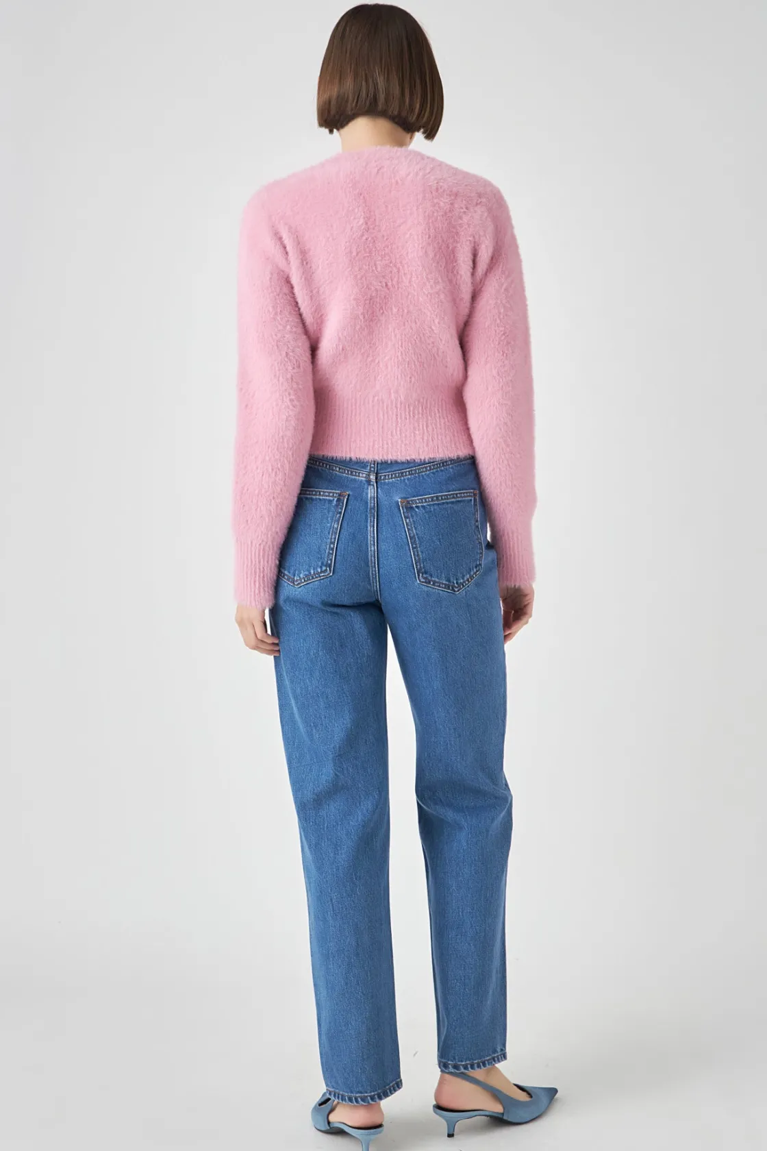 english_factory__feathere_2.webp ENGLISH FACTORY Sweaters & Knits | Tops*- Feathered Plush Heart Buttoned Cardigan
