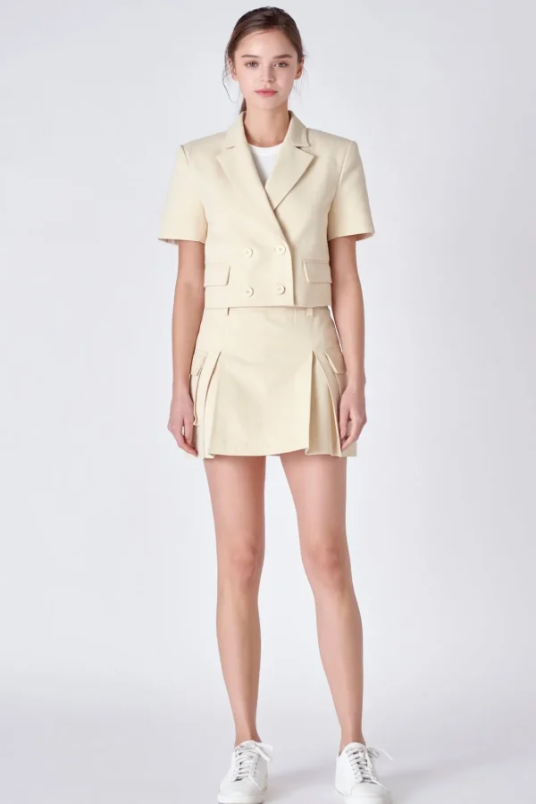 ENGLISH FACTORY Matching Sets | Tops*- Flap Pocket Mini Cargo Skort