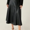 ENGLISH FACTORY Skirts | Tops*- Flare Faux Leather Midi Skirt BLACK