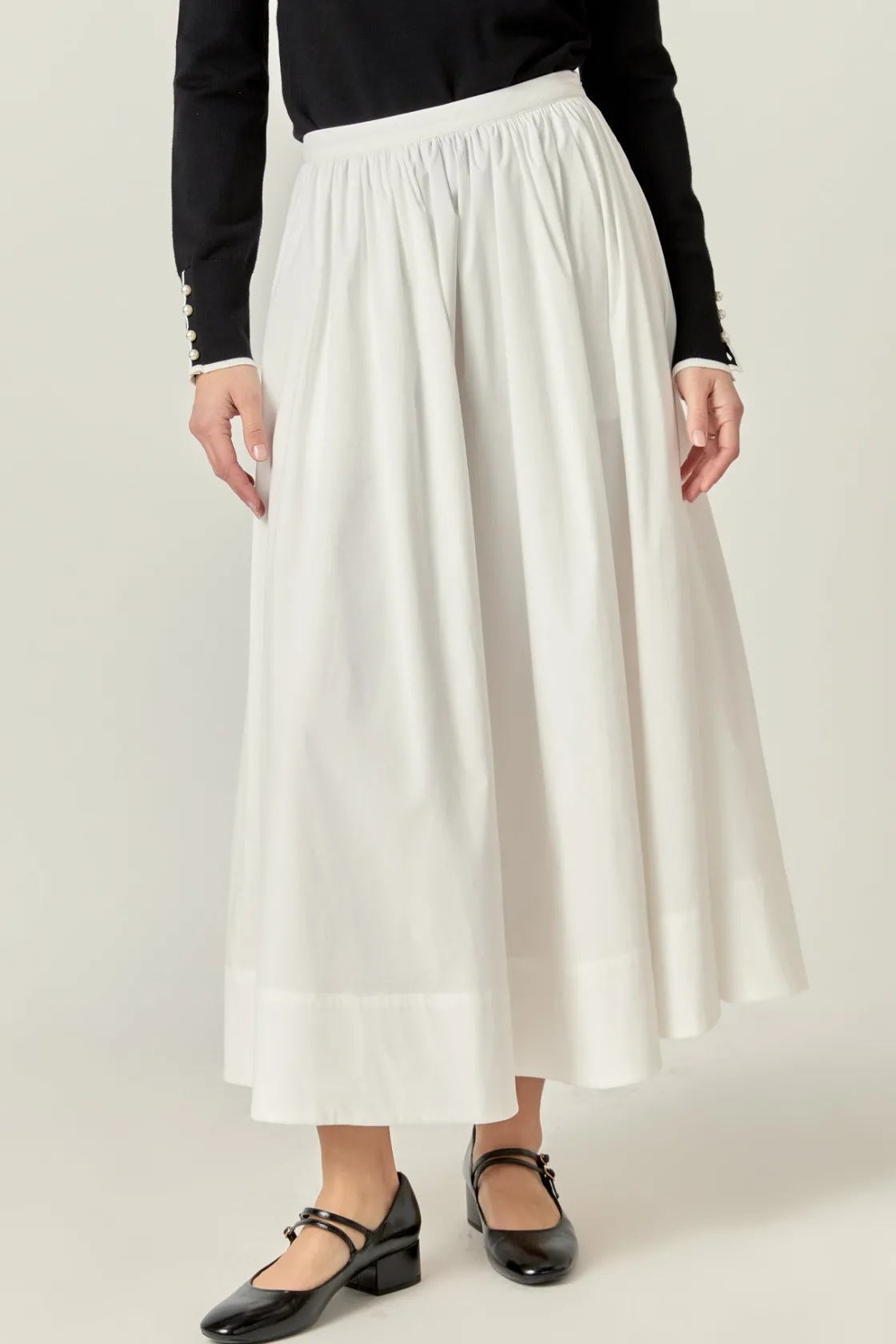 english_factory__flared_m_3.webp ENGLISH FACTORY Skirts | Tops*- Flared Midi Skirt WHITE
