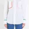 ENGLISH FACTORY Shirts & Blouses*- Flat Binding Detailed Shirt WHITEMULTI