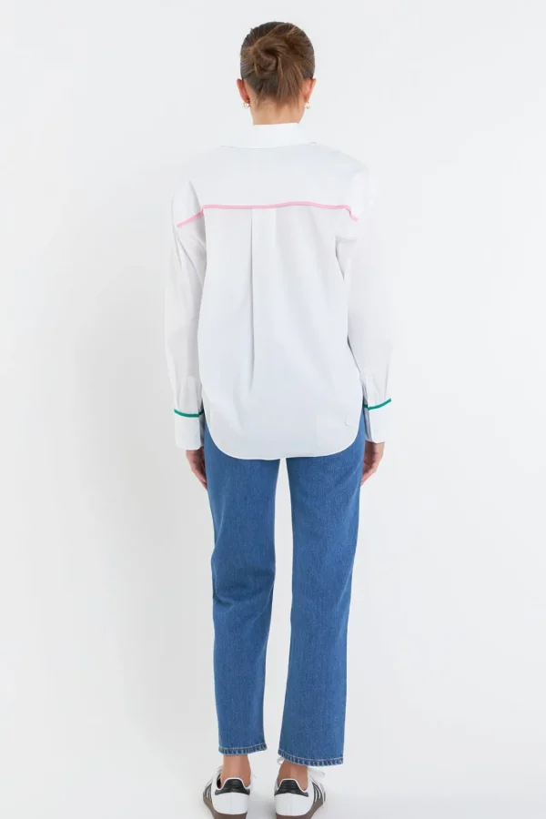 ENGLISH FACTORY Shirts & Blouses*- Flat Binding Detailed Shirt WHITEMULTI